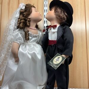 Charming Wedding Doll Pair with White and Black Attire